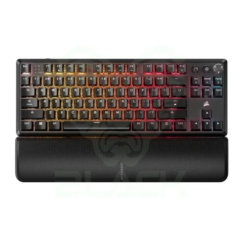 TECLADO MECÁNICO INALÁMBRICO CORSAIR K70 CORE TKL WIRELESS SWITCH MLX RED BLACK (US) C/APOYA MUÑECAS
