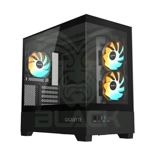 GABINETE GIGABYTE C201 PANORAMIC TG X2 MID-TOWER FAN ARGB X3 BLACK