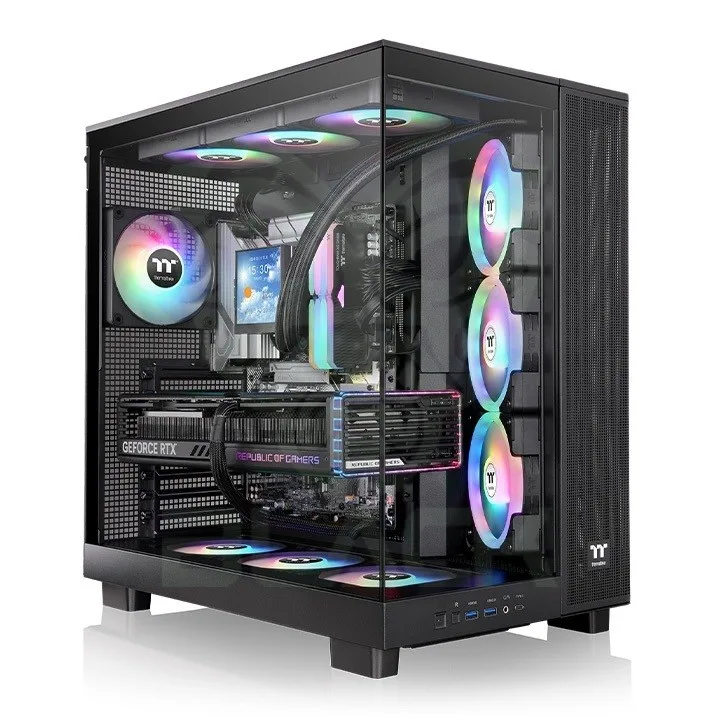 GABINETE TT VIEW 380 XL MID-TOWER TG X2 FAN ARGB X1 REVERSE FAN X3 BLACK