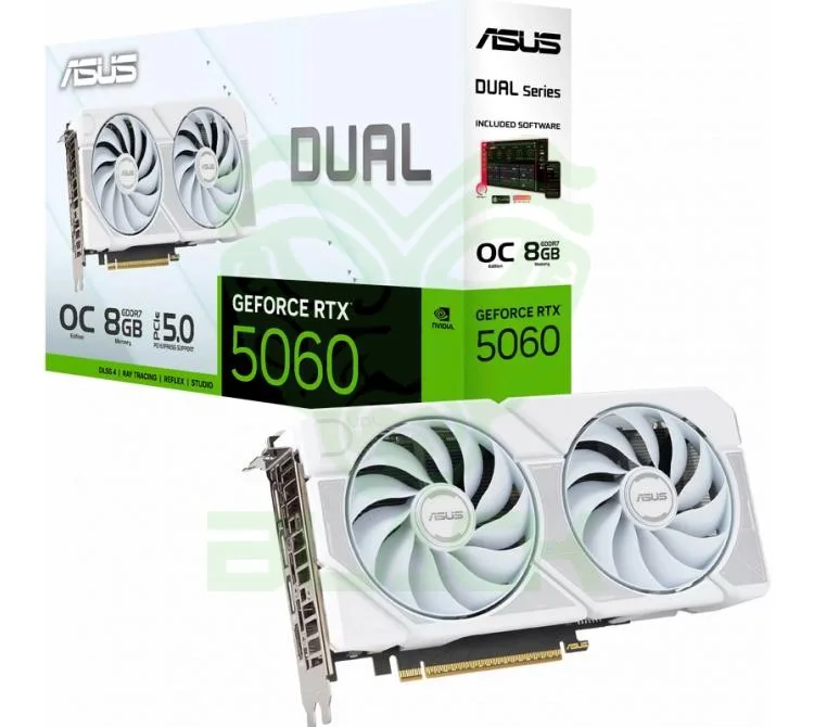 PLACA DE VIDEO ASUS DUAL GEFORCE RTX 5060 8GB GDDR7 OC WHITE