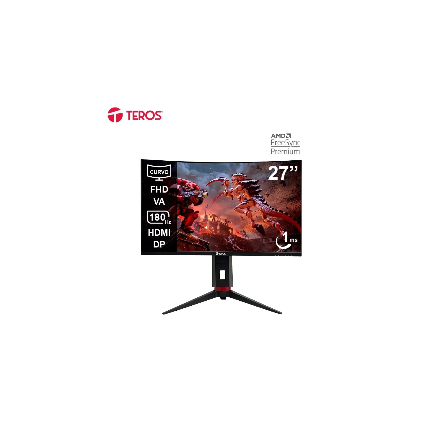 MONITOR TEROS TE-2766G GAMING 27" CURVO VA FHD (1920X1080) 180HZ 1MS