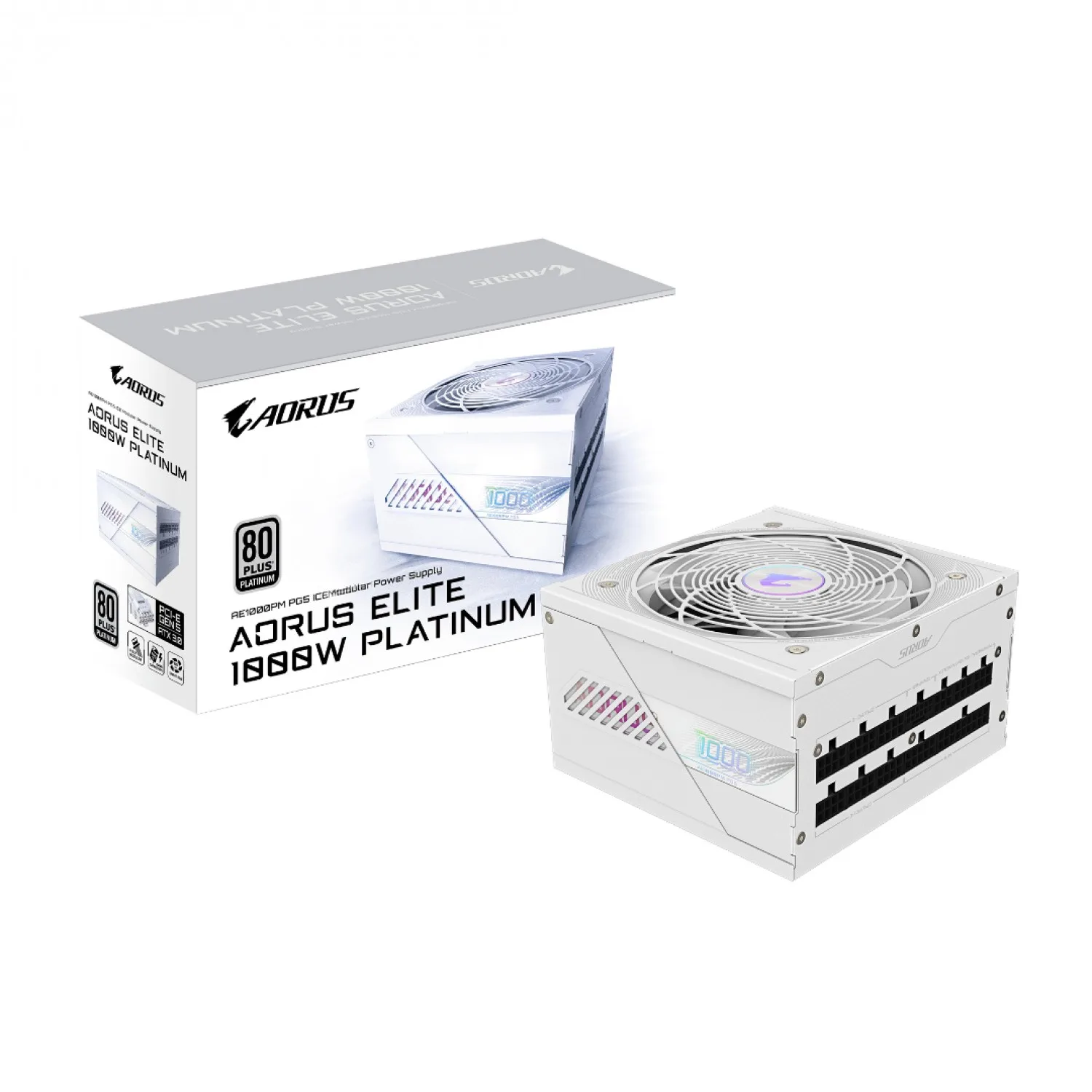 FUENTE 1000W GIGABYTE AORUS PG5 ICE 80+ PLATINUM MODULAR ATX3.0 WHITE