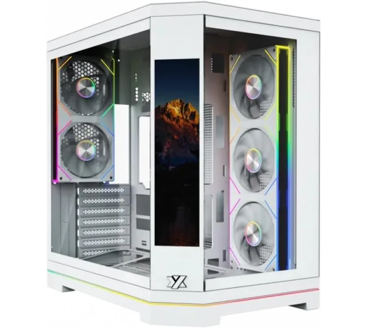 Gabinete Xyz Neutron X Pro White 5x120mm ARGB Pwm Fans Dual Chamber 9.1" Lcd Smart Display