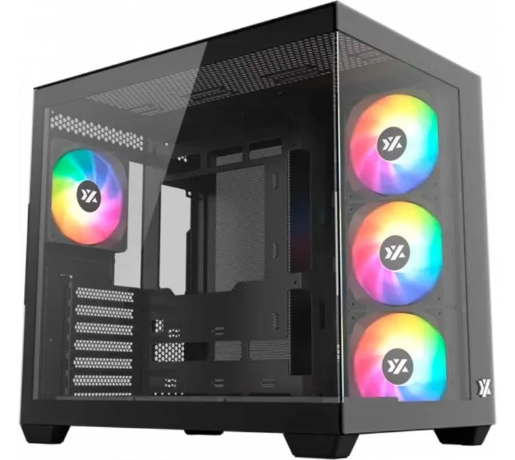 Gabinete Xyz Tesseract X Black 7x120mm ARGB Fans Incl. Controladora Usb-c Dual Chamber