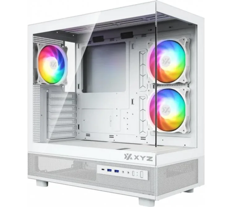 Gabinete Xyz Aurorax 50 White 3x120mm ARGB Fans Vidrio Templado