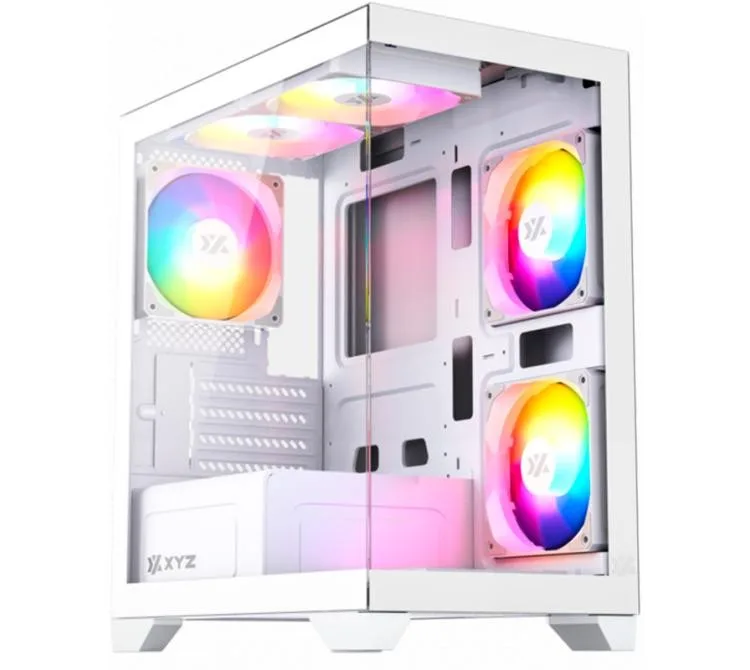Gabinete Xyz Titanium View Lite White 6x120mm ARGB Fans Vidrio Templado