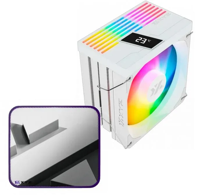 Cooler CPU Xyz Thermax Pulsar 6 White ARGB Digital Temperature Display