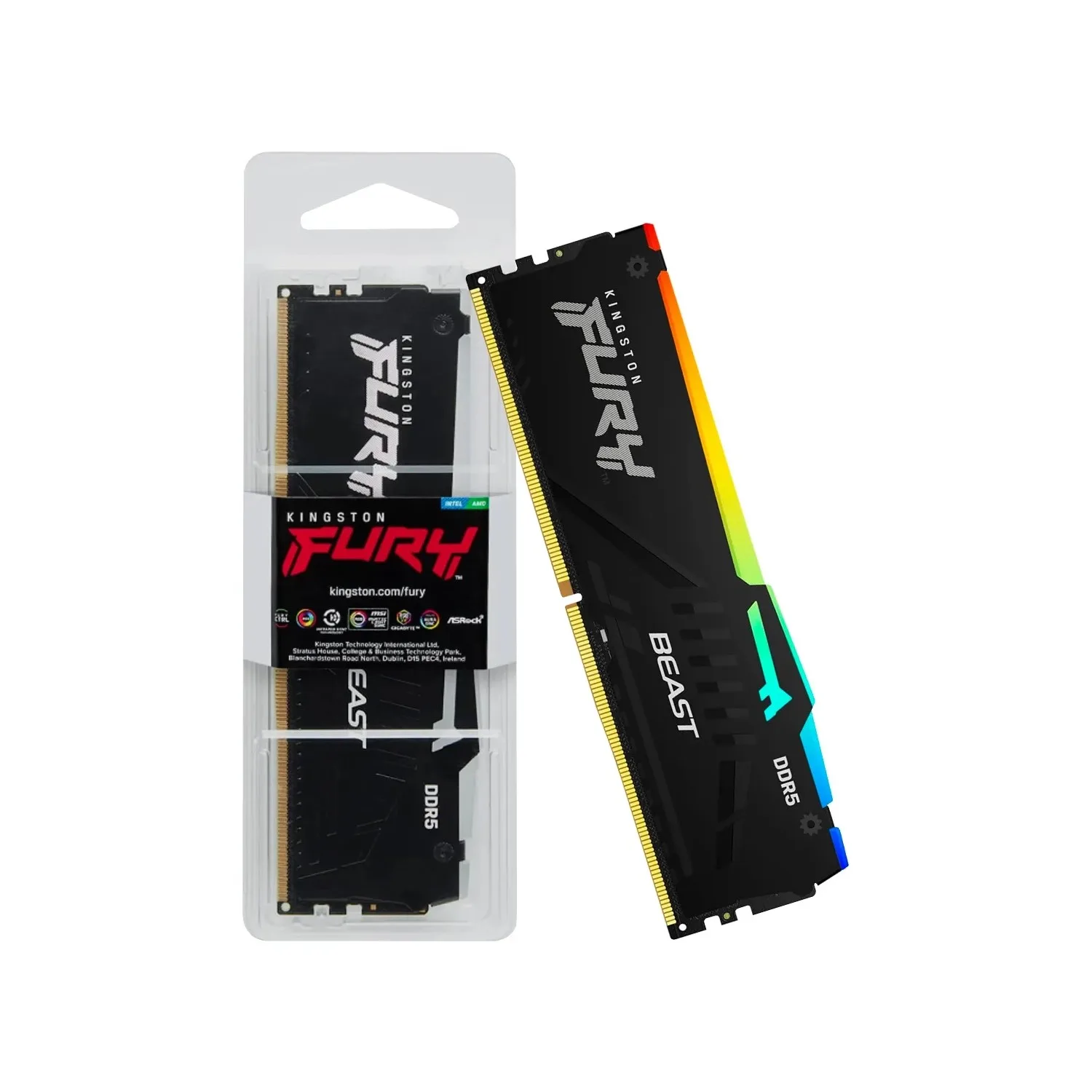 Memoria DDR5 8GB 6000MHz Kingston Fury Beast Cl36 1.35v Single Negro RGB