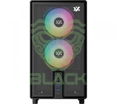 GABINETE XYZ ATOM BLACK 3X120MM ARGB FANS MESH BLACK USB-C GEN2 VIDRIO TEMPLADO + MOUSE GLORIOUS MODEL O 2 PRO WIRELESS 2.4GHZ BLACK USB-C 59GR 4K/8K
