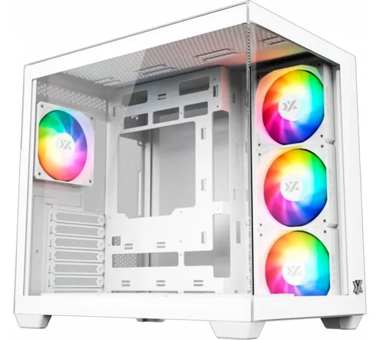 Gabinete Xyz Tesseract X White 7x120mm ARGB Fans Incl. Controladora Usb-c Dual Chamber