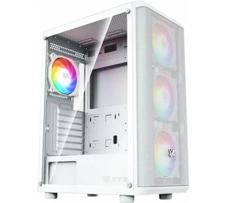 GABINETE XYZ AIRONE 60 MESH WHITE 4X120MM ARGB FANS USB-C VIDRIO TEMPLADO