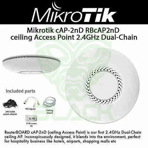 Rb Mikrotik Cap2nd Techo 100mw Fuente+poe S/F