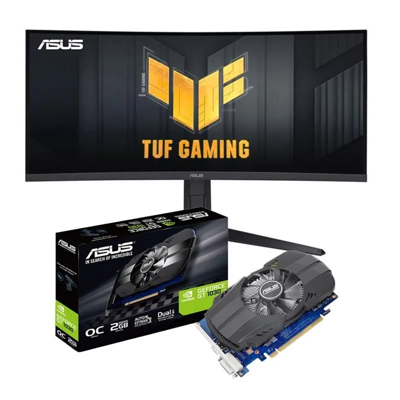 COMBO ASUS PHOENIX GEFORCE® GT 1030 OC EDITION 2GB + MONITOR CURVO ASUS TUF