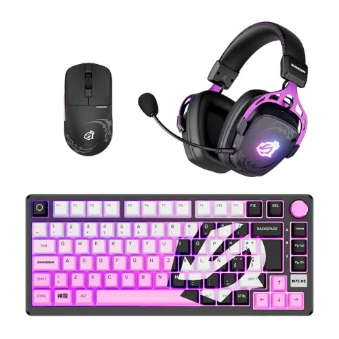TECLADO ROYAL KLUDGE COMBO SHINDEN RKM75 HE + MOUSE M3 + AURICULAR HG103