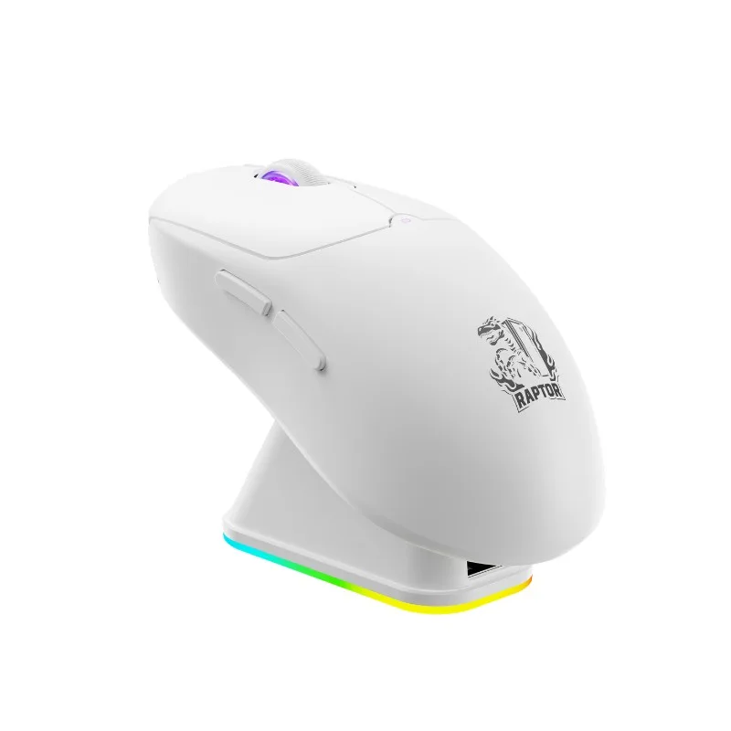 MOUSE RAPTOR STORM GRIP WIRELESS 4 BOTONES 24000DPI C/BASE CARGADORA WHITE
