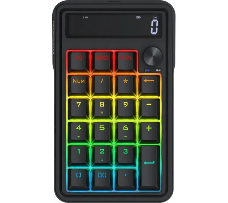 PAD NUMERICO REDRAGON K733 COVE WIRELESS 2.4GHZ BLUETOOTH FUNCION DE CALCULADORA PANTALLA LCD SWITCH DRAGON CHANT BLACK RGB USB-C