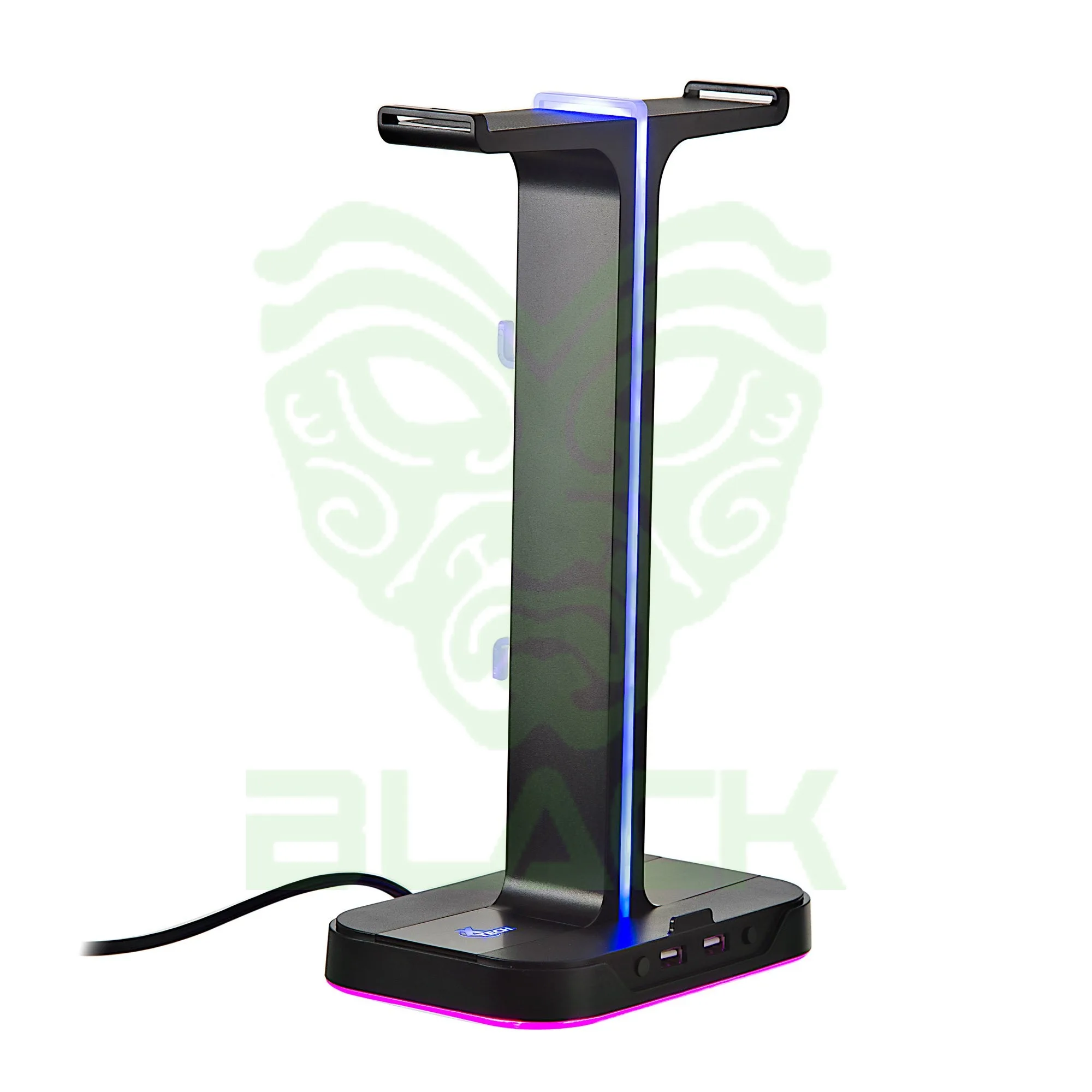 Soporte Doble P/Auricular C/RGB 2 Port USB Yurei XTH-690