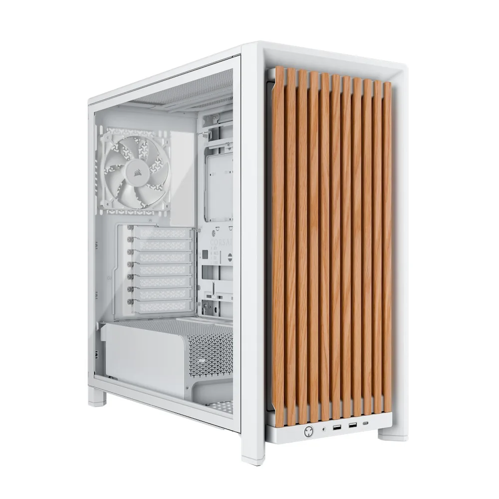 GABINETE CORSAIR FRAME 4000D RS WOOD MID TOWER WHITE FAN X4