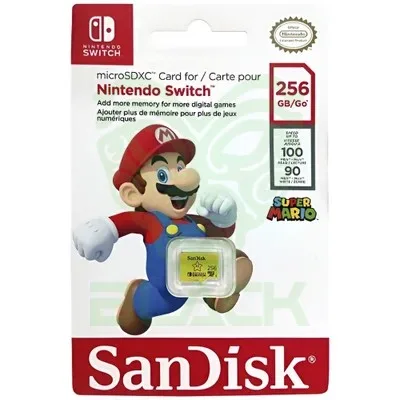 TARJETA DE MEMORIA SANDISK MICROSDXC 256GB UHS-I CARD C10 U3 100MB FOR NINTENDO SWITCH MARIO BROS EDITION