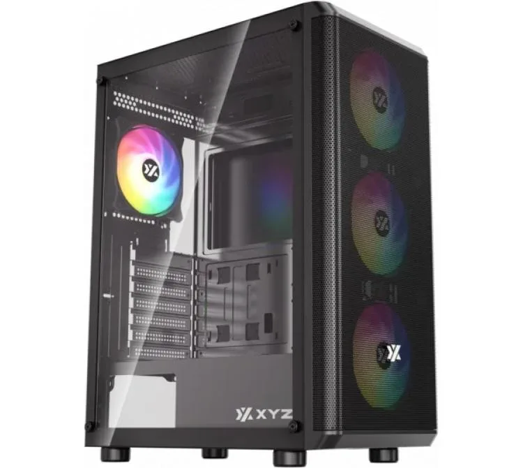 Gabinete Xyz Airone 60 Mesh Black 4x120mm ARGB Fans Usb-c Vidrio Templado