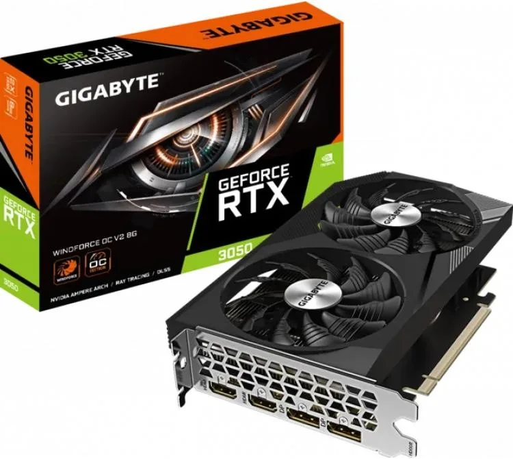 PLACA DE VIDEO RTX 3050 8GB GIGABYTE GDDR6 WINDFORCE 2 OC V2