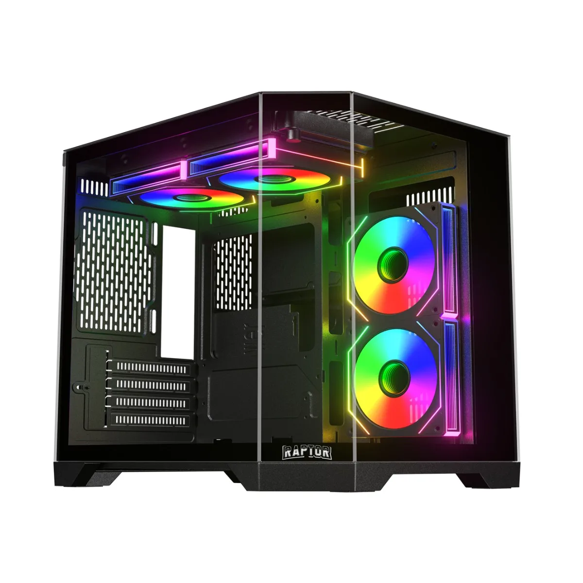 GABINETE RAPTOR ECLYPSE V2 TG X2 MID-TOWER ARGB FAN X4
