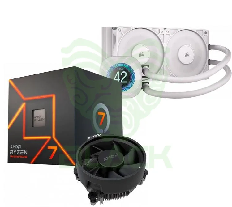 PROCESADOR AMD RYZEN 7 7700 (AM5) 5.3GHZ TURBO + CORSAIR NAUTILUS 240 RS LCD WHITE WATER COOLER