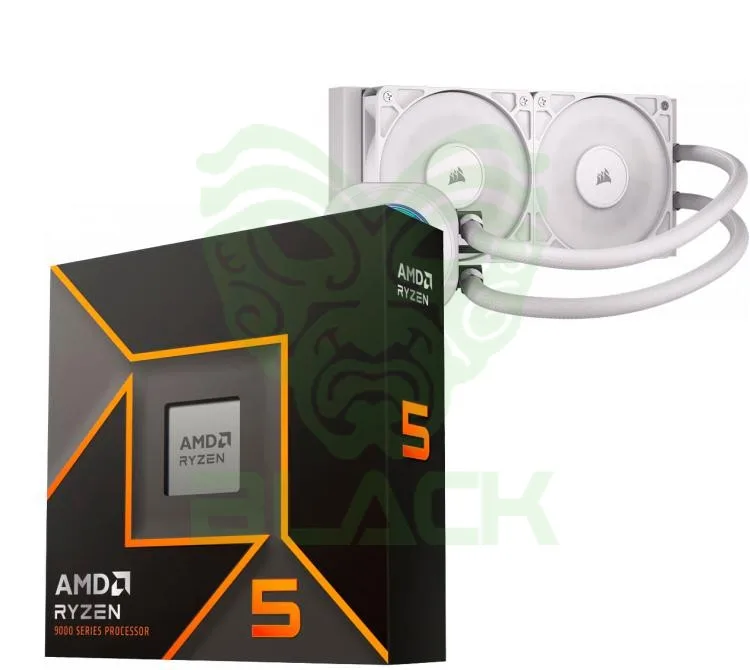 PROCESADOR AMD RYZEN 5 9600X 5.4GHZ TURBO + CORSAIR NAUTILUS 240 RS LCD WHITE WATER COOLER