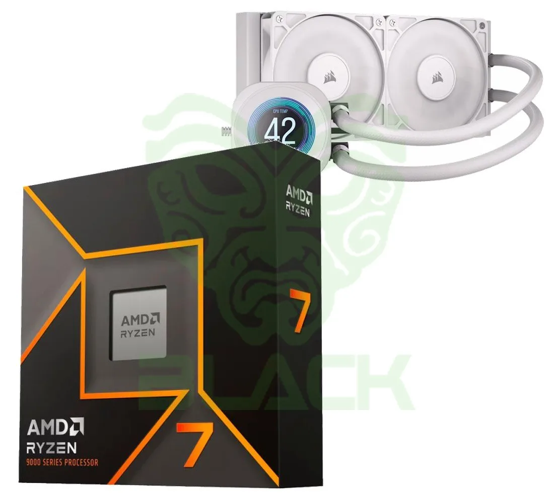 PROCESADOR AMD RYZEN 7 9700X 5.5GHZ + CORSAIR NAUTILUS 240 RS LCD WHITE WATER COOLER