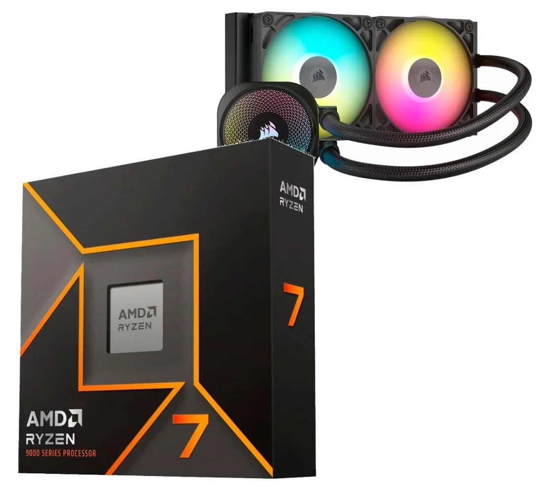 PROCESADOR AMD RYZEN 7 9700X 5.5GHZ + CORSAIR ICUE TITAN LINK 240 RX RGB WATER COOLER