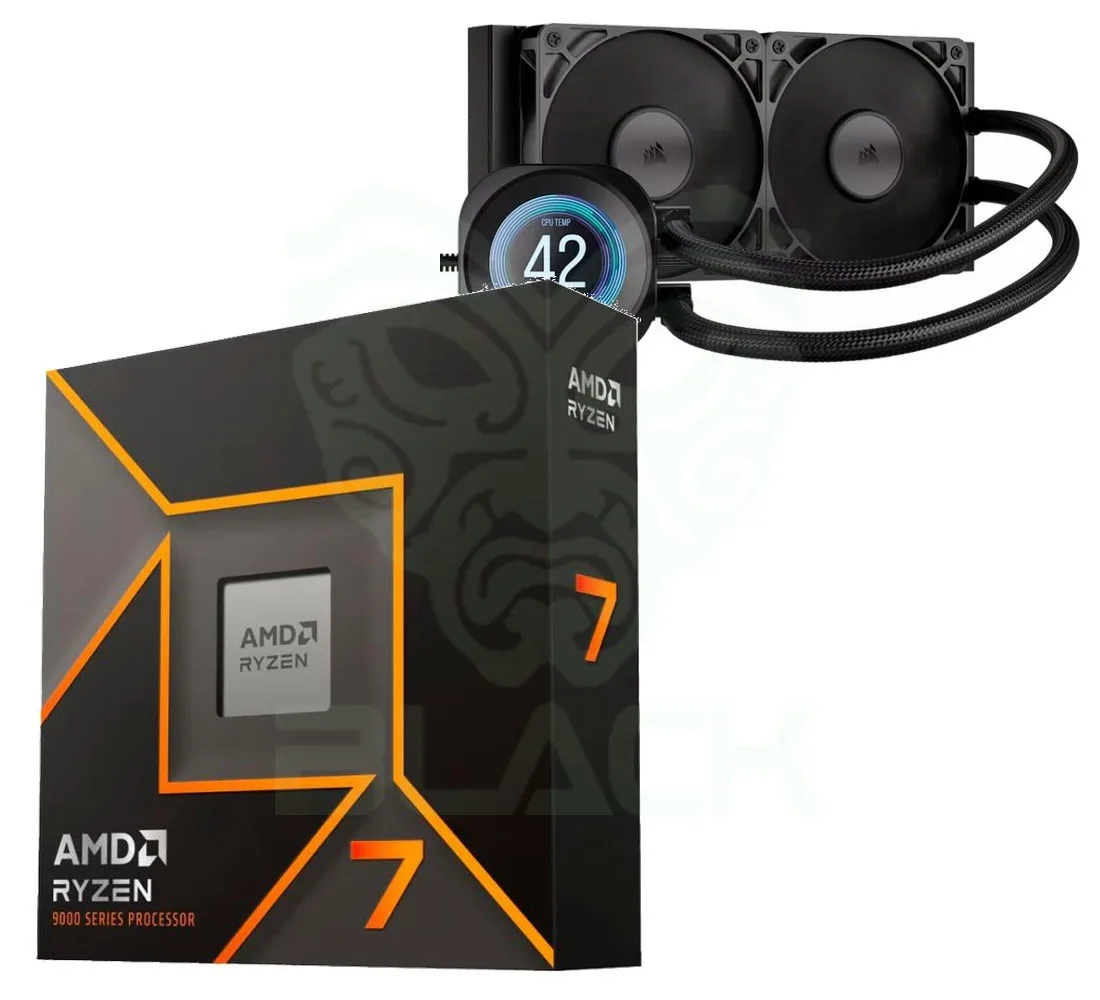 PROCESADOR AMD RYZEN 7 9700X 5.5GHZ + CORSAIR NAUTILUS 240 RS LCD WATER COOLER