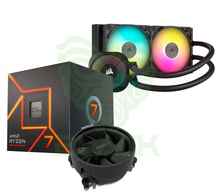 PROCESADOR AMD RYZEN 7 7700 5.3GHZ TURBO + CORSAIR ICUE TITAN LINK 240 RX RGB WATER COOLER