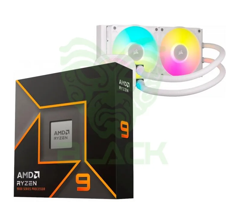 PROCESADOR AMD RYZEN 9 9900X 5.6GHZ TURBO + CORSAIR ICUE TITAN LINK 240 RX RGB WHITE WATER COOLER