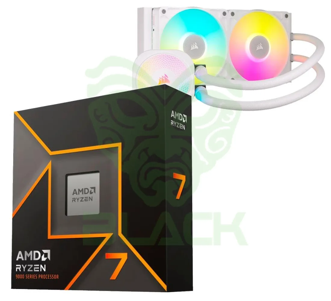 PROCESADOR AMD RYZEN 7 9700X 5.5GHZ + CORSAIR ICUE TITAN LINK 240 RX RGB WHITE WATER COOLER