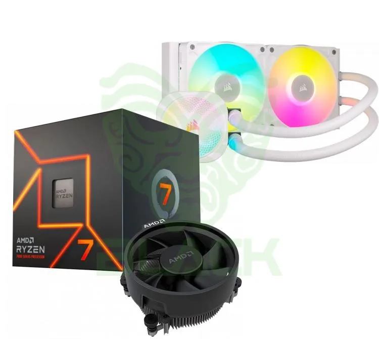 PROCESADOR AMD RYZEN 7 7700 5.3GHZ TURBO + CORSAIR ICUE TITAN LINK 240 RX RGB WHITE WATER COOLER