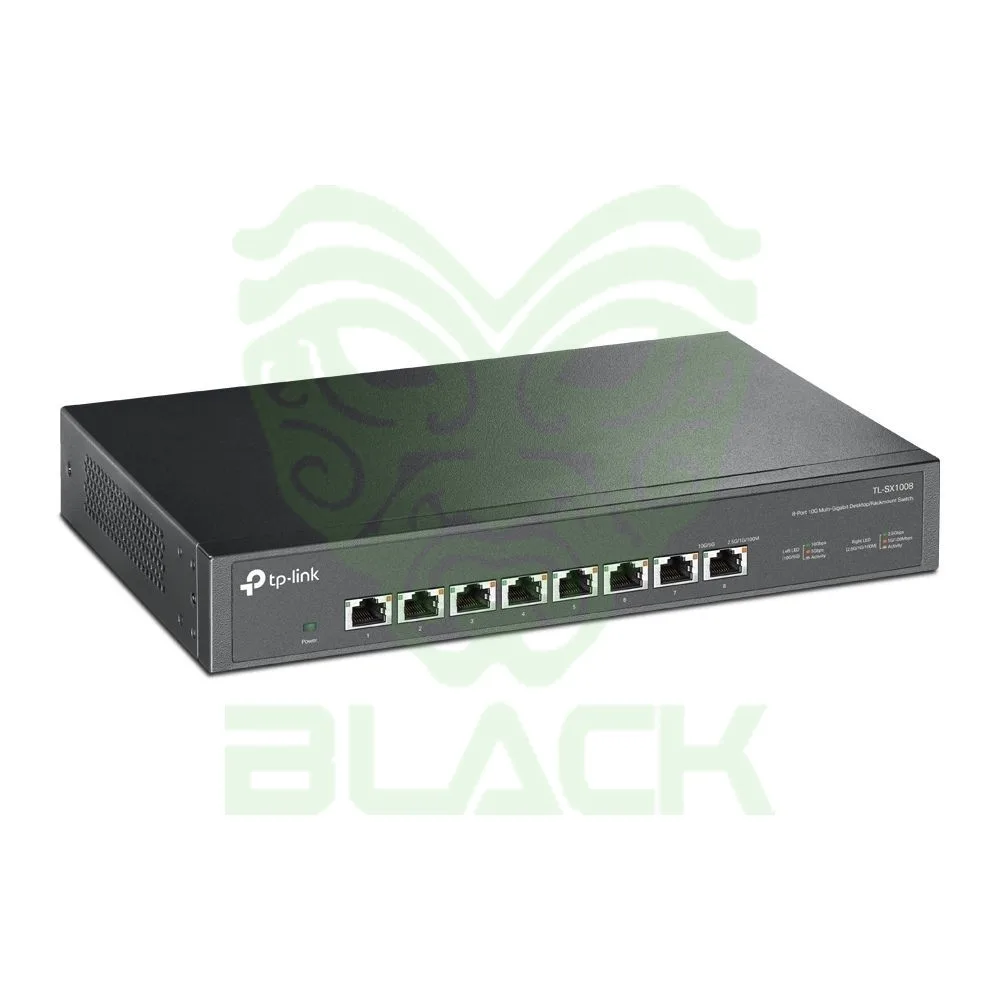 TP-LINK TL-SX1008 DISPOSITIVO DE RED NO ADMINISTRADO 10G ETHERNET (100/1000/10000) 1U NEGRO. 8-PORT 10G MULTI-GIGABIT DESKTOP/RACKMOUNT SWITCH