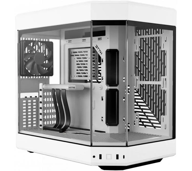 Gabinete Hyte Y60 Snow White Vidrio Templado 3x120mm Flow Fe12 Fans Vertical GPU Mount Inc. Cable Riser PCIE 4x16 Usb-c 3.2
